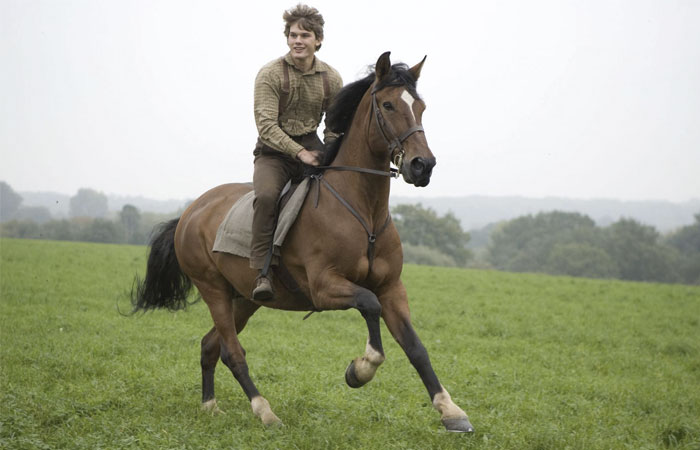 escena de la película War Horse en la que salen el protagonista montando a su caballo por el campo