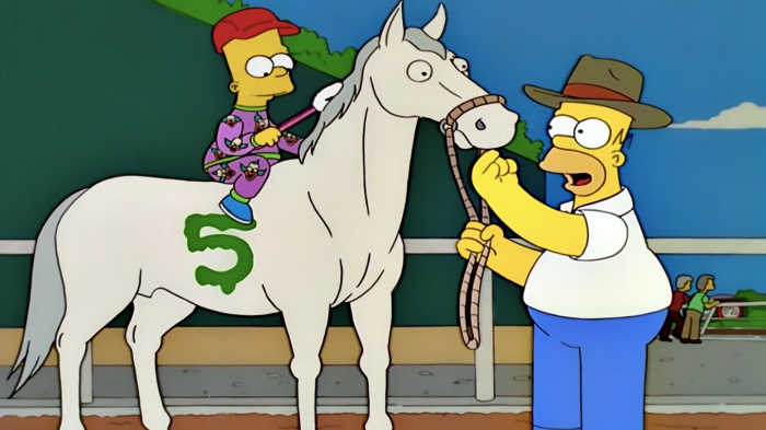 temporada 11 episodio 13 jinetes galacticos en el que los simpson tienen un caballo de carreras